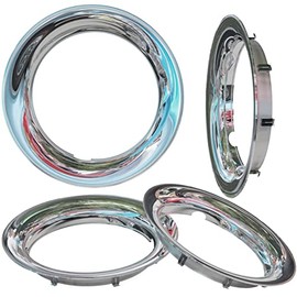 OxGord Beauty Trim Rings for 18 inch Rally Wheels 1 1/2 inch Deep Chrome ABS with Metal Clip & Ring Retention