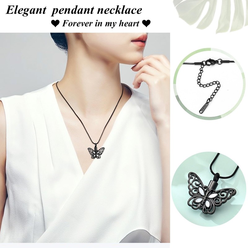 Butterfly Urn Necklace for Ashes Stainless Steel Keepsake Memorial Urn
