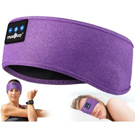 MUSICOZY Sleep Headphones Bluetooth 5.4 Headband, Sports Wireless Earphones Sleep Mask Earbuds IPX6 Waterproof for Side Sleepers Workout Running Insomnia Travel Yoga Cool Tech Gadgets (Purple)
