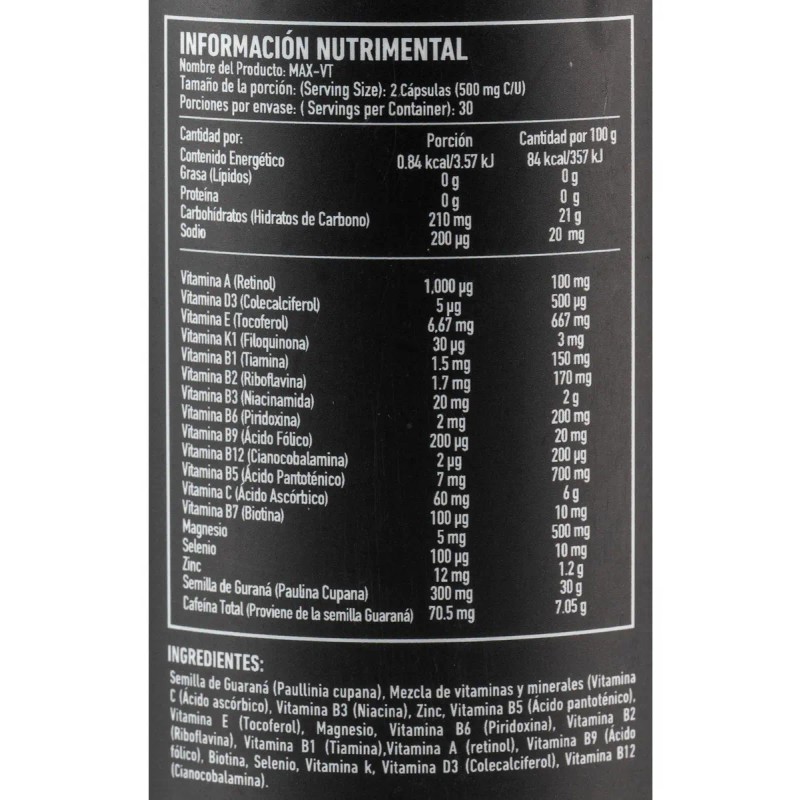 Max Multivitaminico Cápsulas Guaraná Protgt Sabor