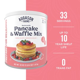 Buttermilk Pancake and Waffle Mix Can Emergency Food Supply, 33 Servings, 10 Year Shelf Life - Waffle and Pancake Mix Just Add Water, Instant Breakfast Food