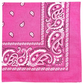 MDSTYLE 100% Cotton Bandana for Men & Women 22" x 22" Paisley Pattern Handkerchief Headband Scarf (Hot Pink)