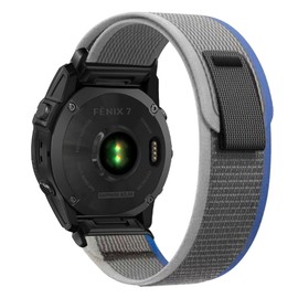 SumRioo QuickFit 22mm Strap for Garmin Fenix 8/8 Solar 47mm/7 Pro/7/6 Pro/6/5/5 Plus/E, Nylon Trail Loop Watch Strap for Garmin Tactic 8 47mm/Descent G2/Epix 2/Forerunner 965, Blue/Grey