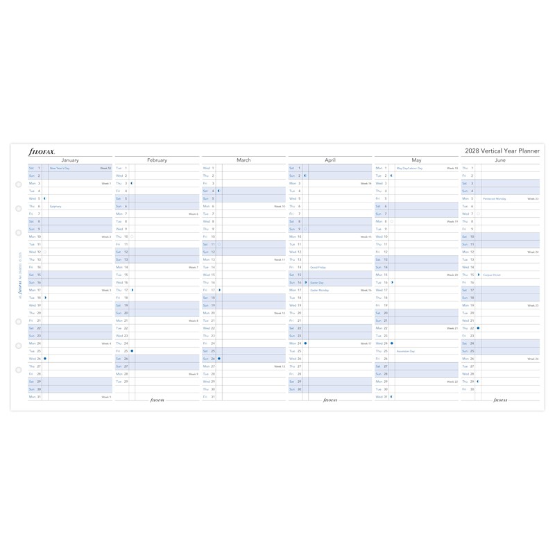 Filofax A5 Vertical Year Planner 2028-28-68501