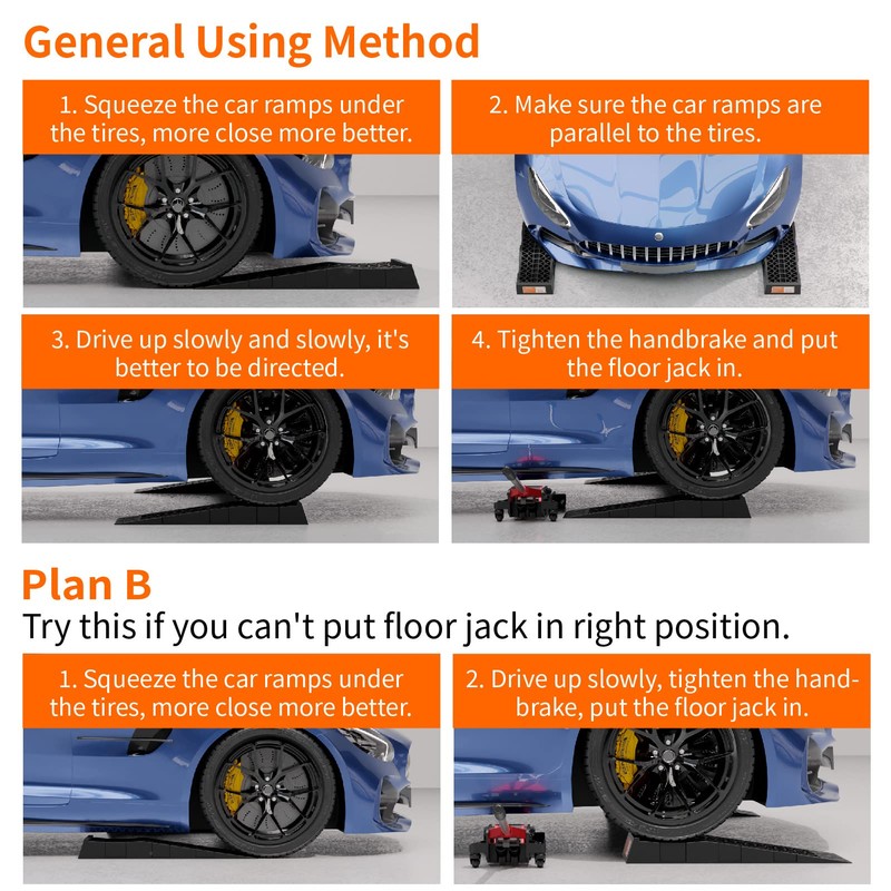 OULEME Low Profile Car Service Ramp with Anti-Slip Pads, 2-1/2"