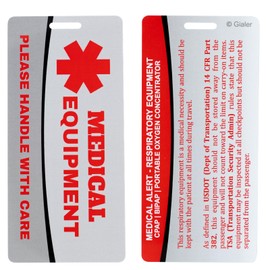 Gialer Medical Equipment ID Identification Luggage Tag, Medical Alert Bag Tag Travel Supplies (2.1" X 4.5", 1 count, White, Rectangular)