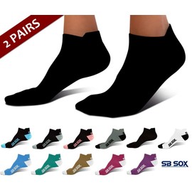 SB SOX Lite Plantar Fasciitis Compression Socks (2 Pairs) for Women & Men - Lowcut Socks for Running, Athletic, Daily Use (Solid-Black, X-Large)