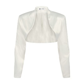 Bolerose Formal Satin Long Sleeve Bolero - off-white, size: xxl