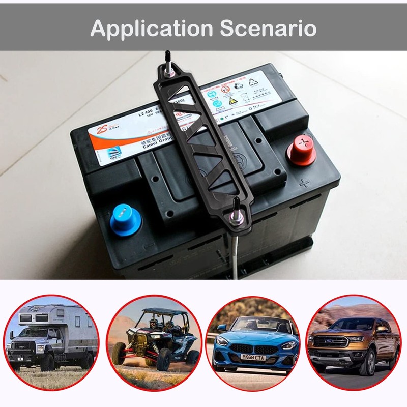 Tnisesm Blue Billet Aluminum Battery Hold Down Bracket with 18-8(304)