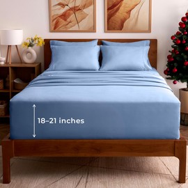 Mellanni Iconic Queen Sheet Set - 6-Piece Bed Sheets, (Including 4 Pillowcases), 21-Inch Extra Deep Pocket, Easy Care, Ultra Soft, Cooling Sheets, Brushed Microfiber - Sky Blue