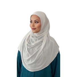 ZOKAK, One pieces hijab, Amira hijab, Instant Hijab Scarf For Women, Practical Amira Jersey Hijab, Women Muslim Instant Hijab (N2 White)