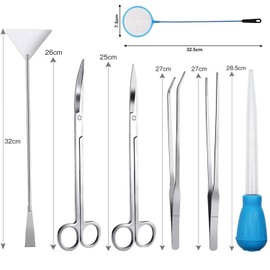uksunvi 8 Piece Aquarium Tool Set Stainless Steel Aquarium Aquascaping Tool Aquarium Plant Scissors Tweezers