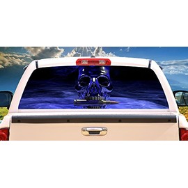SignMission Skull Ammo Rear Window Graphic Truck View Thru Vinyl Decal Back, 16" X 54"