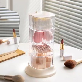 Organizador Giratorio de Accesorios para el Cabello, Soporte de Plástico Transparente de 4 Niveles para Coleteros, Caja de Almacenamiento Transparente para Diadema, Lazos(Blanco)