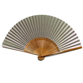 Hana-Kanzashi Women's Iron Wire Handled Fan Set with Stainless Steel Holder for Women, 8.5 inches (21.7 cm), Iron Wire, Silver