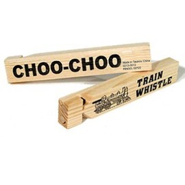 (LOT OF 6) Wooden 7" CHOO-CHOO Train Whistles. Party Favors, Prizes.