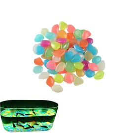 AIMALL 100/200/300/500PCS Pebbles Stone Glow in The Dark Rock Fish Tank Stones Garden Road, Photoluminescent Pigment & Resin