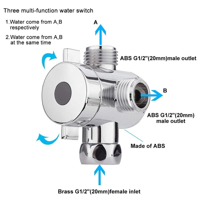 Diverter Faucet Shower Head Multifunctional 3 Way Adapter Shower Head
