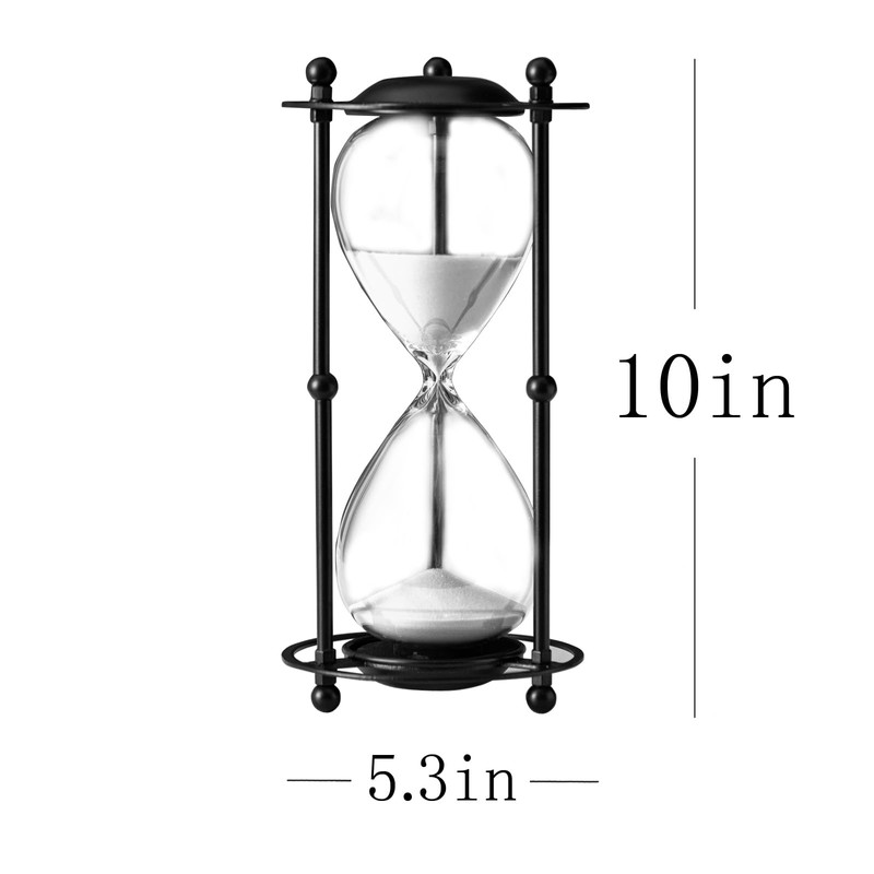 ELAINESTORE Hourglass Timer 30 Minute, Black Metal Frame Decorative Sand