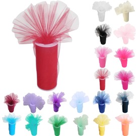 Time to Sparkle 6 Inchs x 25yards/75FT Tulle Roll Spool Tutu Party Birthday Wraping Crafts Bridal Bow Skirt Wedding Decor, Red