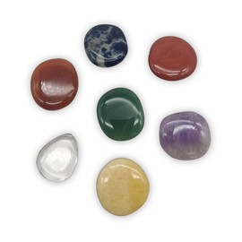 DOJA Barcelona Oval Chakra Stones Bag, 25 x 35 cm, 7 Gemstones, Citrine Stone Crystals, Healing Stones: Rose Quartz/Amethyst/Sodalite/Green Quartz/Calcite/Carnelian/Red Jasper