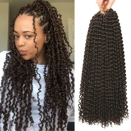 Ubeleco Passion Twist Hair,18 Inch Water Wave Crochet Hair 6 Packs Passion Twists Crochet Hair for Women Long Bohemian Synthetic Curly Braiding Hair Extension(6pcs,#4)