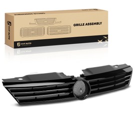 YHTAUTO Grille Assembly Fits Volkswagen Jetta 2011-2014, Diesel or Gas, Sedan, Front Bumper Grill w/Badge Slot Black Resistant Heat Corrosion Impact ABS
