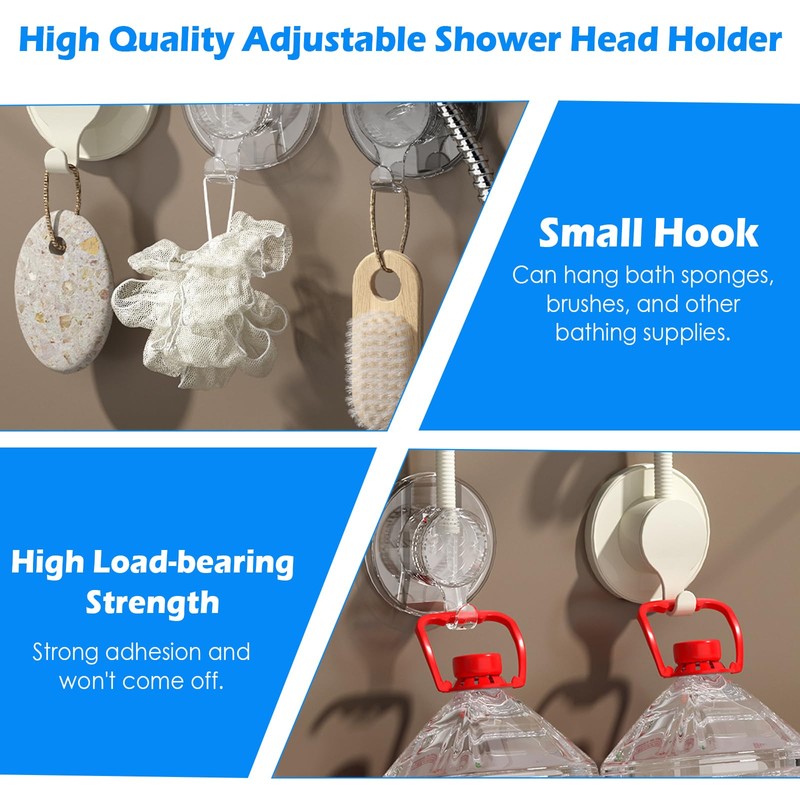 Shower Head Holder, 360° Rotatable & Adjustable Angle, Sideways &