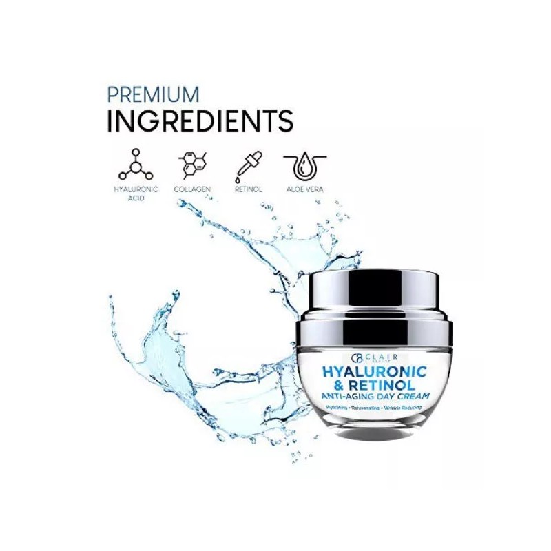 Retinol Clair Beauty Hyaluronic & Retinol Anti-aging Day Cream Evens