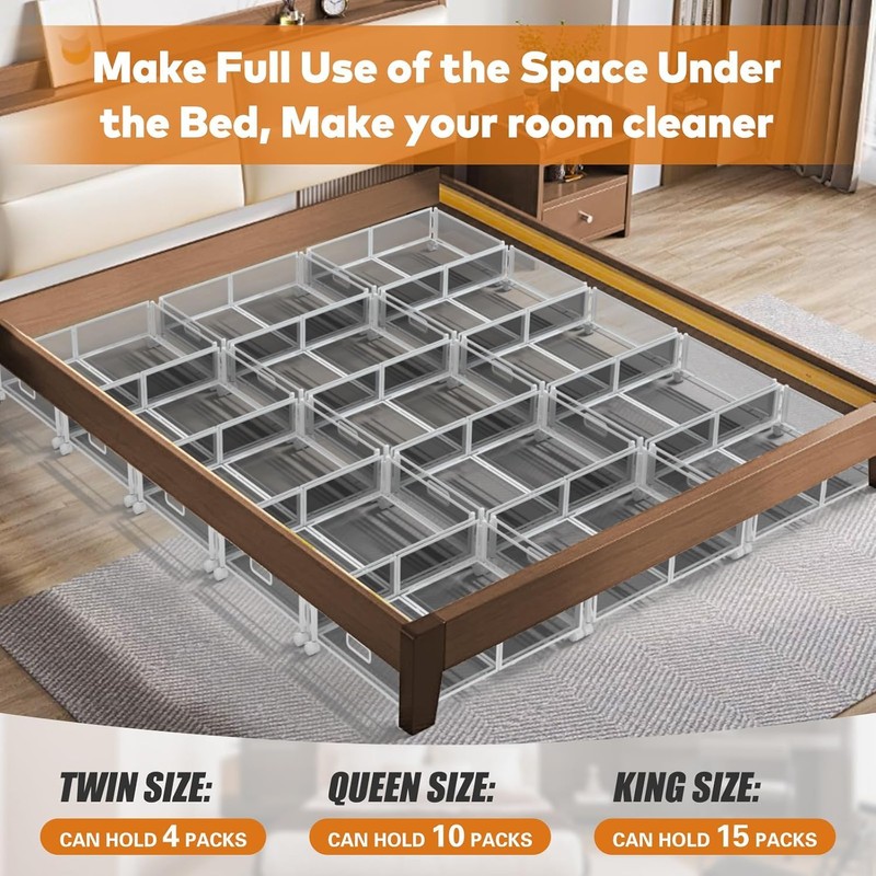 ABCASTER Under Bed Storage with Wheels, Rolling Under Bed Storage