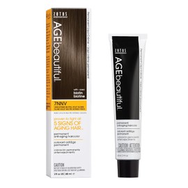 AGEbeautiful Permanent Liqui Creme Hair Color Dye | 100% Gray Coverage | Anti-Aging | Biotin for Thicker, Fuller Hair | Professional Salon Coloring | 7NNV Dark Intense Neutral Violet Blonde