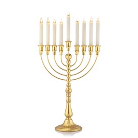 Hanukkah Menorah 9 Branch,Decorative Menorahs Candle Holder for Chanukah,9 Arm Candlestick Holder Ceremony Candlelight Set of 1(Gold)