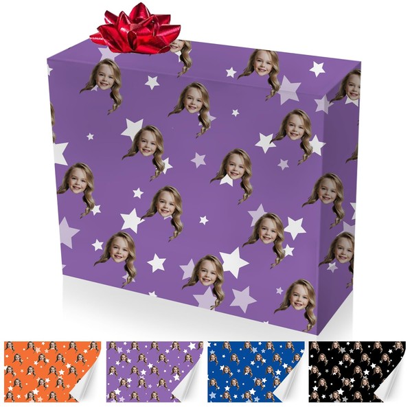 MyBienart Personalized Funny Face Wrapping Paper, Custom Gift Wrapping Paper