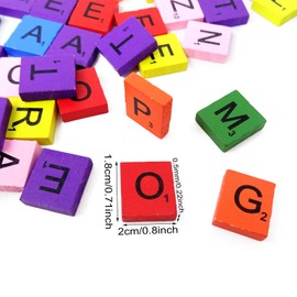 Honbay 100PCS Colorful A-Z Capital Letter Tiles Wooden Scrabble Tiles for Craft Projects, Shadow Box, Scrabble Game, Christmas Decoration, etc