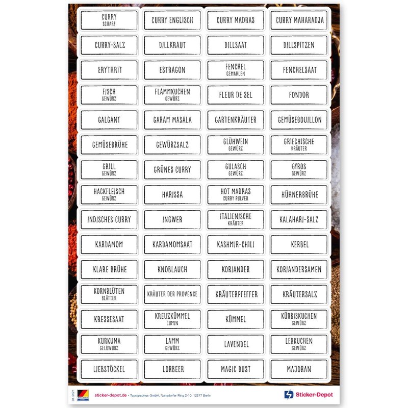 Spice Labels Feinschmer Edition 2019 – 117 Spice Stickers, Flour
