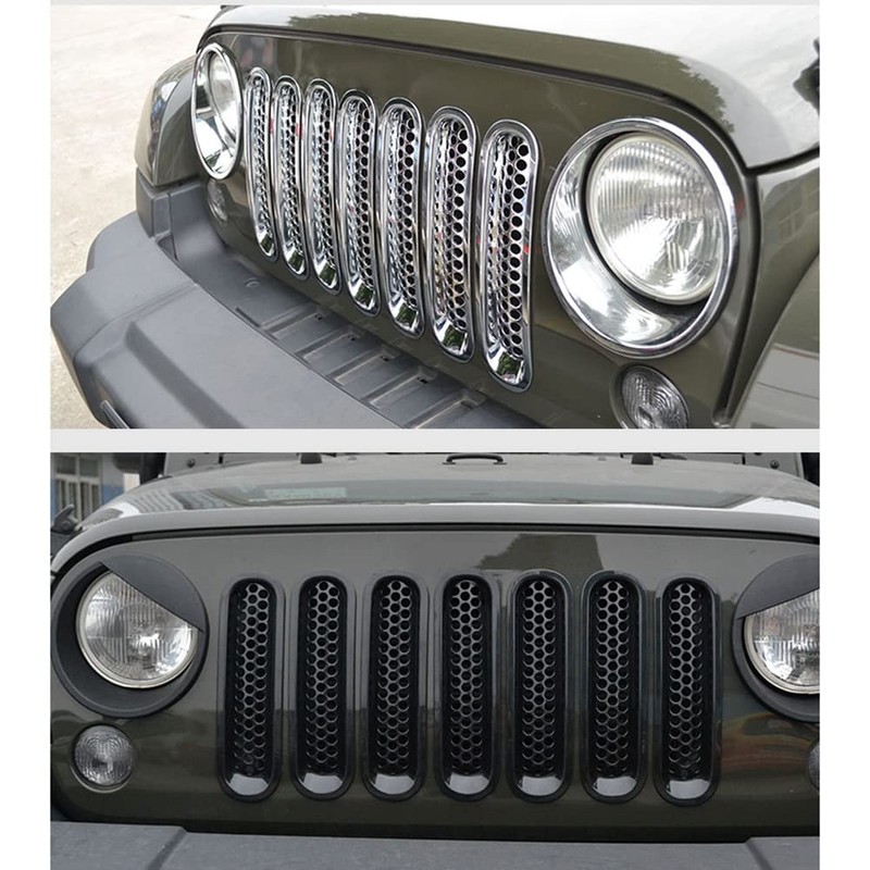 JSCARLIFE Honeycomb Mesh Front Grill Inserts Kit for 2007-2017 Jeep