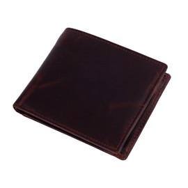 WOODBRIDGE Men's Bifold Genuine Leather Wallet | RFID Blocking | Id Window | Wide Zip Coin Pocket | with Box (Brown Oily)