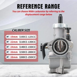 NIBBI PE28mm Carburetor for 200cc-250cc Flange Motorcycle Engine Carburetor with Carb Jets for Dirt Bike Mini Bike Apollo Dirt Bike Mini Bike TAOTAO Scooter