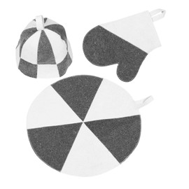 Beavorty Thick Felt Sauna Hat with Gloves and Mat for Men and Women Water Absorbent Heat Insulating Bath Cap for Comfortable Spa Sauna and Steam Sessions