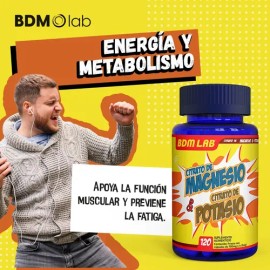 Citrato de Magnesio y Citrato de Potasio BDM LAB en Cápsulas para Músculos y Corazón                                                                  