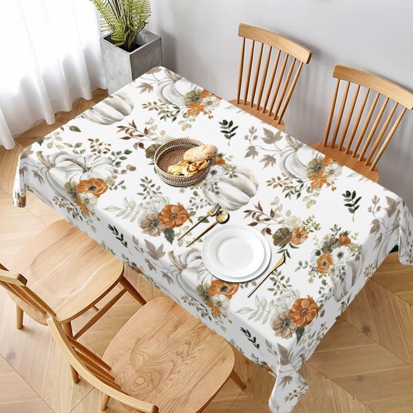 Sunshineyan Fall Tablecloth 60 x 84 Inch Rectangle, Pumpkin Maple