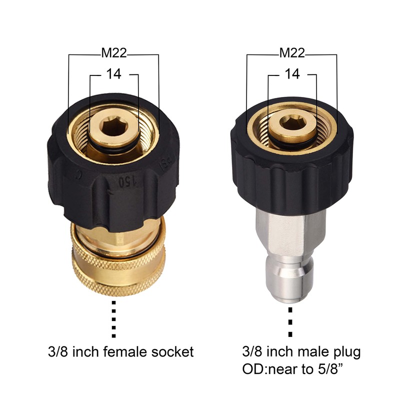 M MINGLE Pressure Washer Hose Adapter Set, M22 to 3/8
