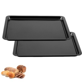 2 Pcs Black Carbon Steel Baking Trays, Large Rectangular Baking Sheet Pan, Nonstick Large Cookie Sheet Pan for Baking, Baking Sheet Set, Large Shallow Baking Sheet, Oven Trays Non Stick Set