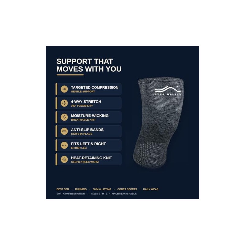 Knee Support Compression, Running and Gym, Size S