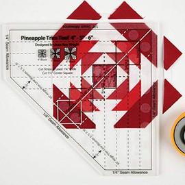 YICBOR Pineapple Stepping Ruler Non Slip MST-03 4-5-6 Inch Finished Blocks Plastic Red