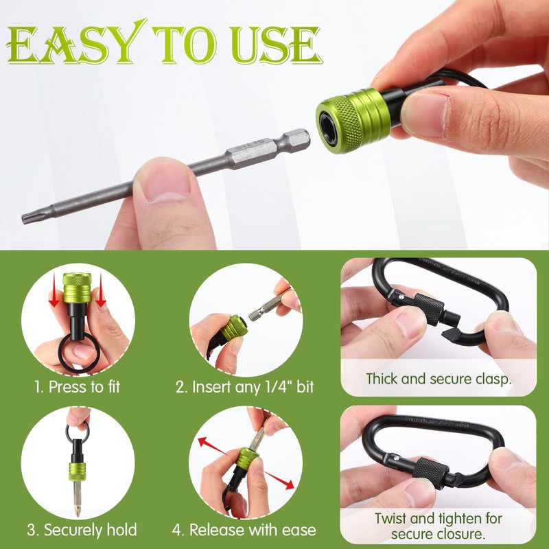 36 Pcs Upgraded Bit Holder Key Chain 1/4 Inch Bit
