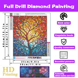 Qianbaiuk Diamond Art Kits Adults-Tree of Life Diamond Painting Kit,Tree Diamond Painting for Home Wall Decor (12x16inch)