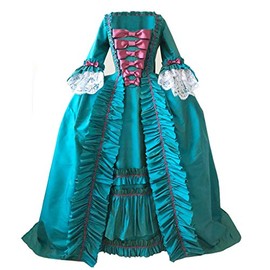 1791's lady Women's Rococo Dress Victorian Gown (XXL:Height67-69 Chest46-48 Waist39-41, Blue)
