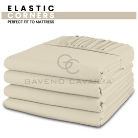 GC GAVENO CAVAILIA 25Cm Deep Fitted Sheets Double Bed - Elasticated Corners, Fade Resistant Flannelette Sheets Bottom - Brushed Cotton Bedding Thermal Warm Flannel Bed Sheet, Cream