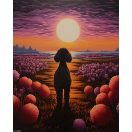 XTXGERL Paint by Numbers, Poodle's Evening Silhouette, 16x20 Inch Drawing with Brushes Winter Home Decor Christmas Gifts (Without Frame)